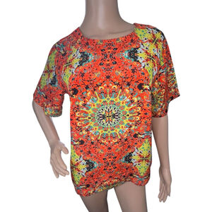 KUT From The Kloth Vibrant Kaleidoscope Mandala Print Short Sleeve Blouse